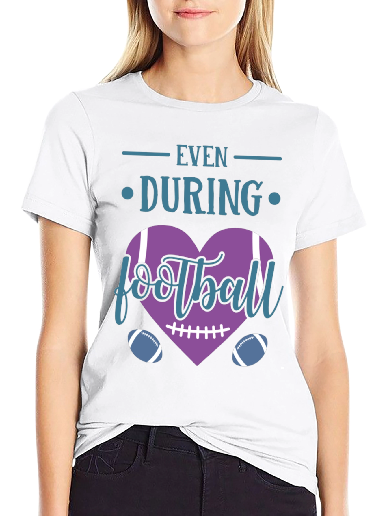 Even During Football Heart T-Shirt