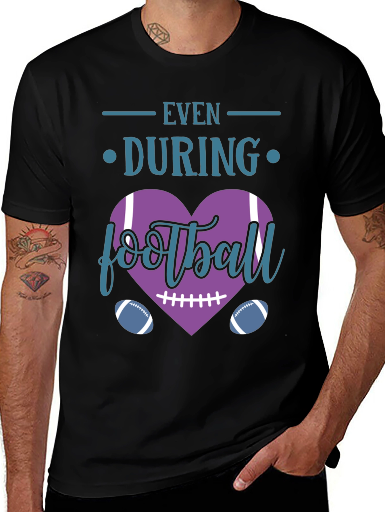 Even During Football Heart T-Shirt
