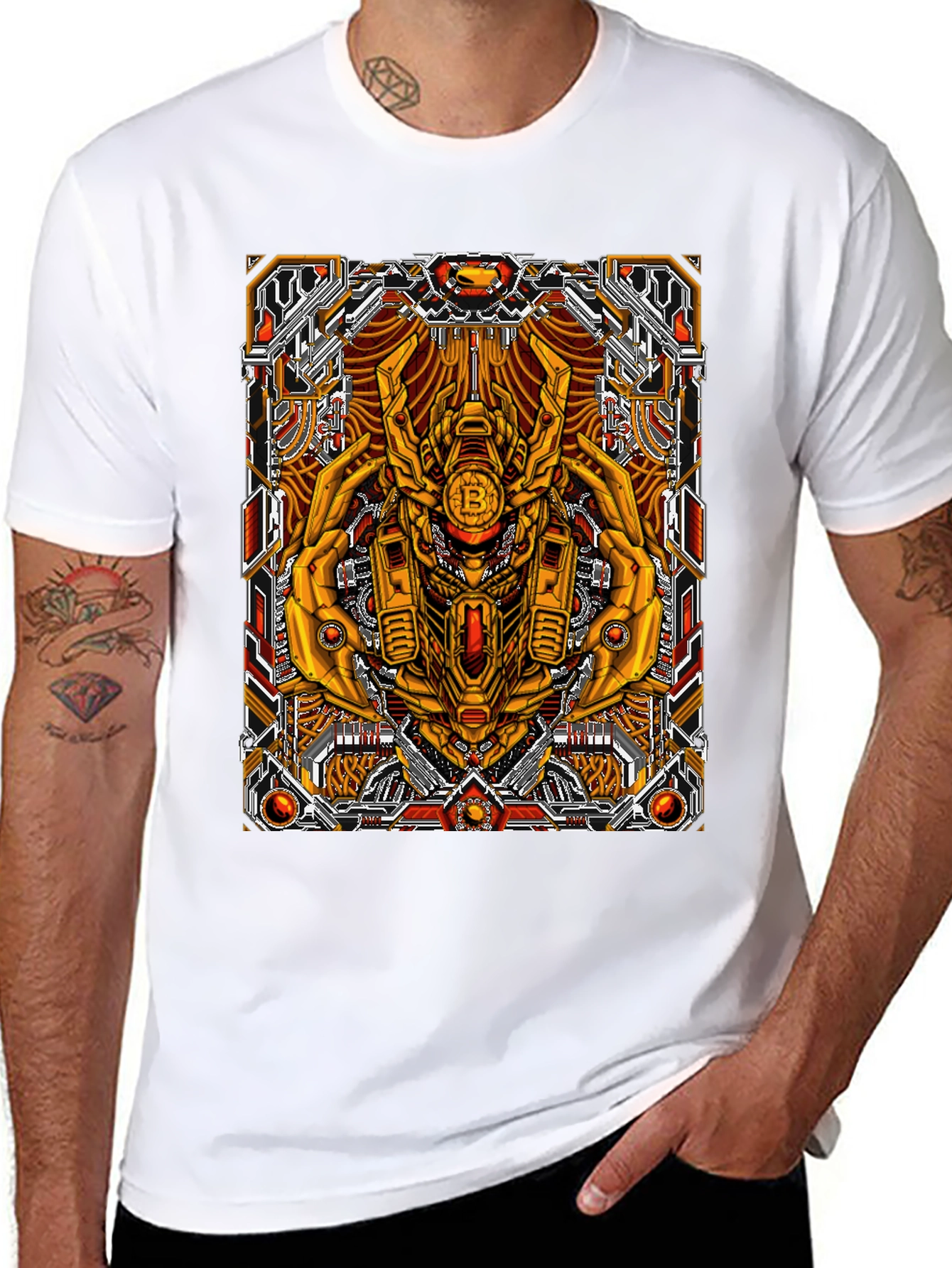 Bitcoin Robot Graphic Tee - Sci-Fi Crypto T-Shirt
