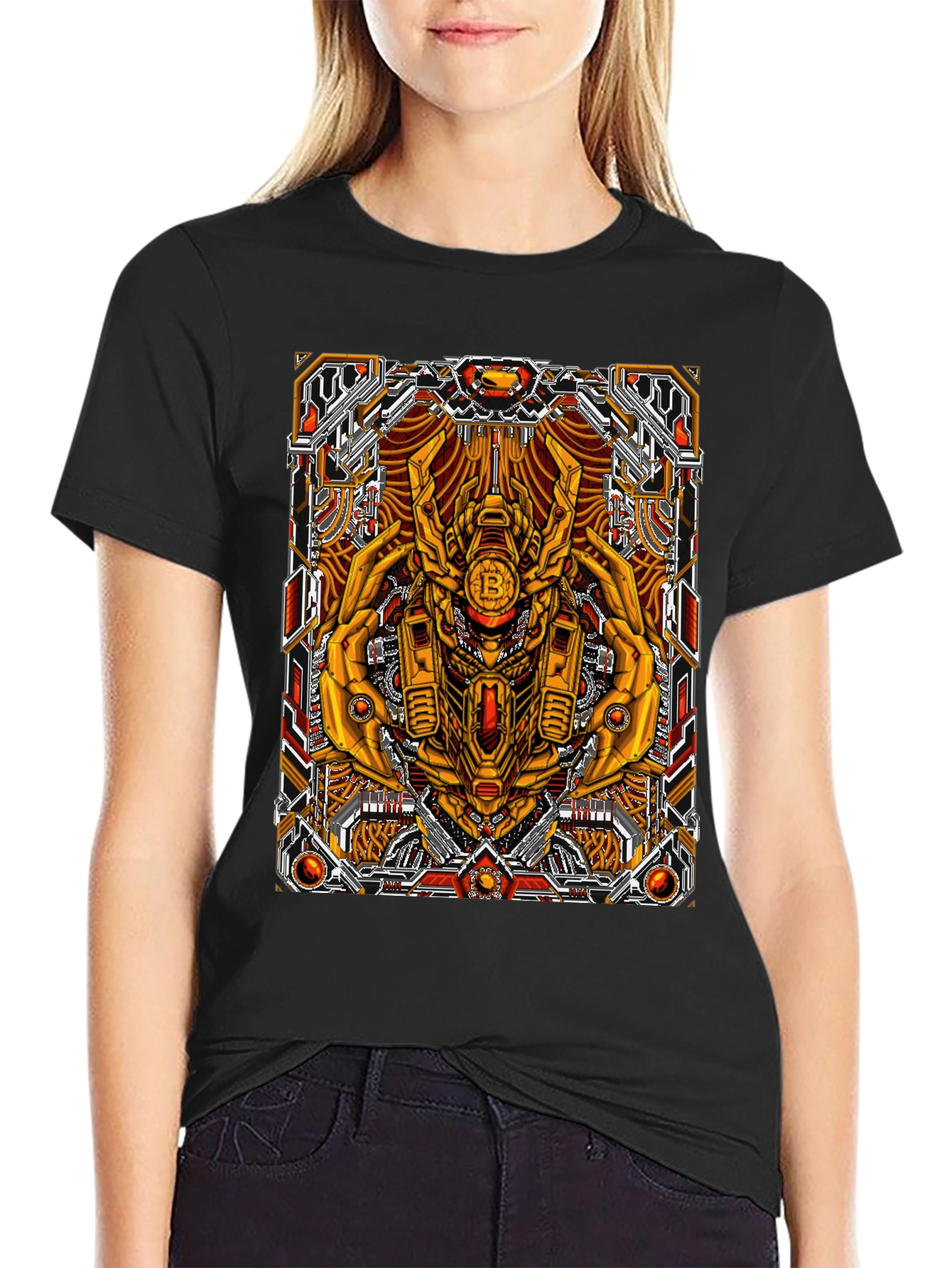 Bitcoin Robot Graphic Tee - Sci-Fi Crypto T-Shirt