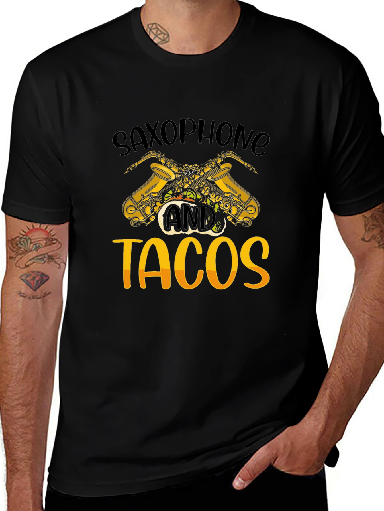 Saxophone and Tacos Graphic T-Shirt