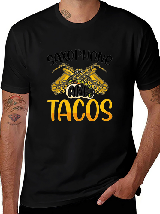 Saxophone and Tacos Graphic T-Shirt