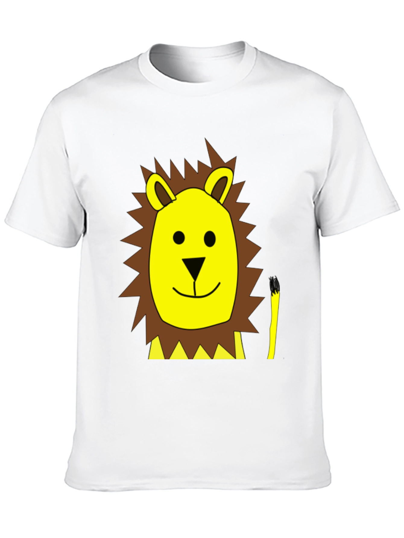 Cartoon Lion Graphic Tee - Black Cotton T-Shirt