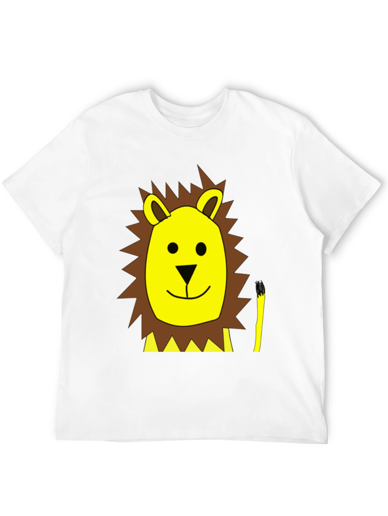 Cartoon Lion Graphic Tee - Black Cotton T-Shirt