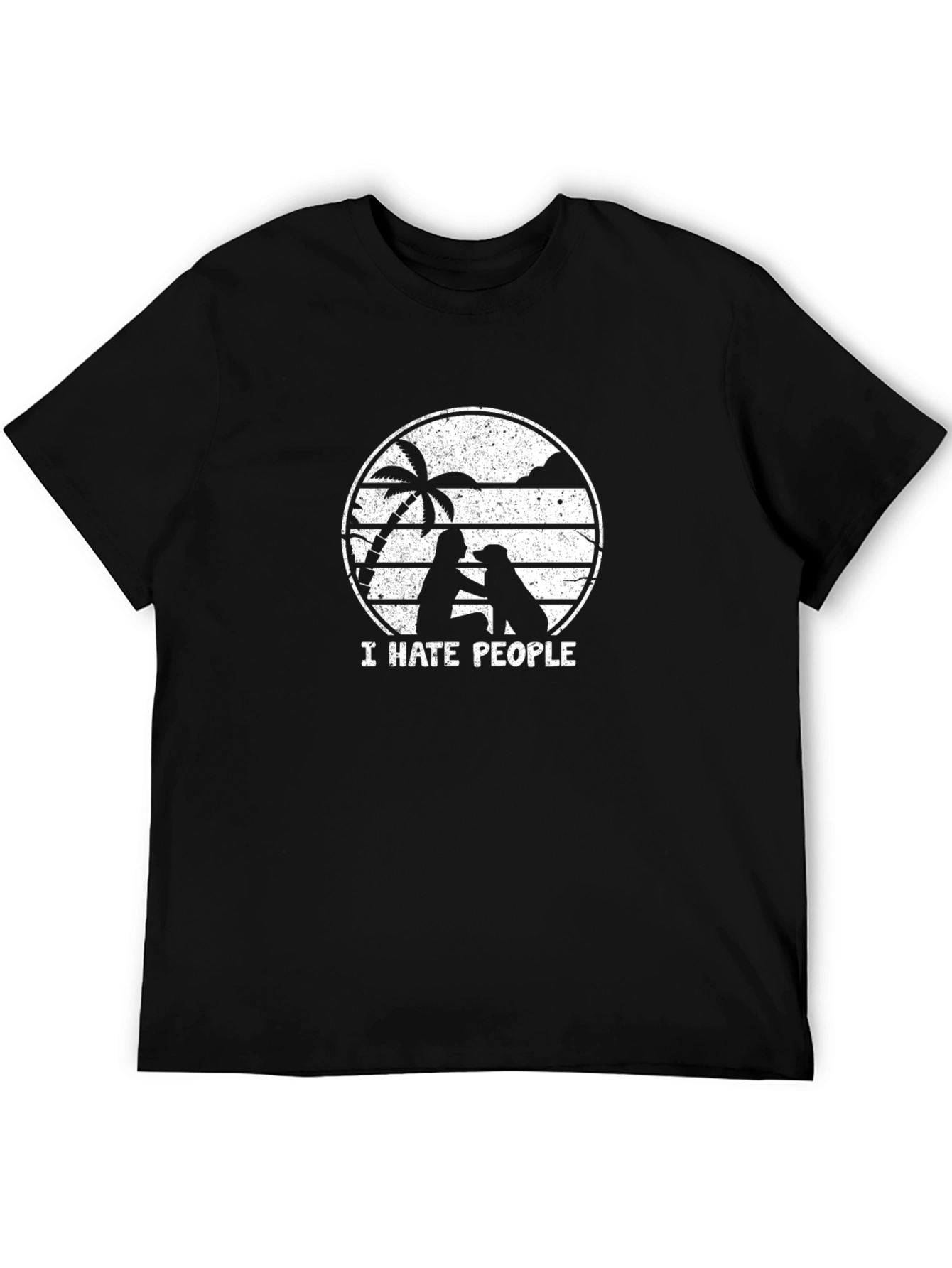 I Hate People Dog Graphic Tee - Black