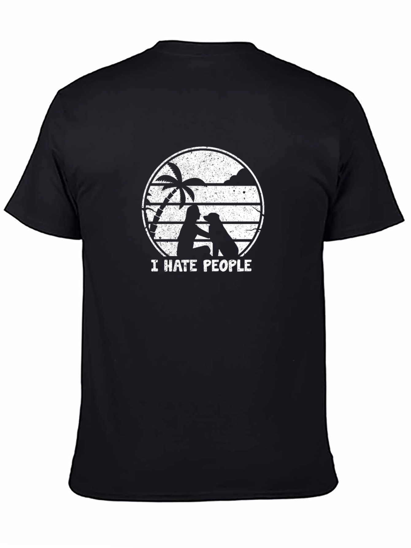 I Hate People Dog Graphic Tee - Black