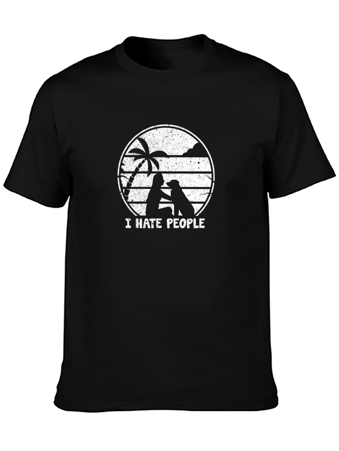 I Hate People Dog Graphic Tee - Black