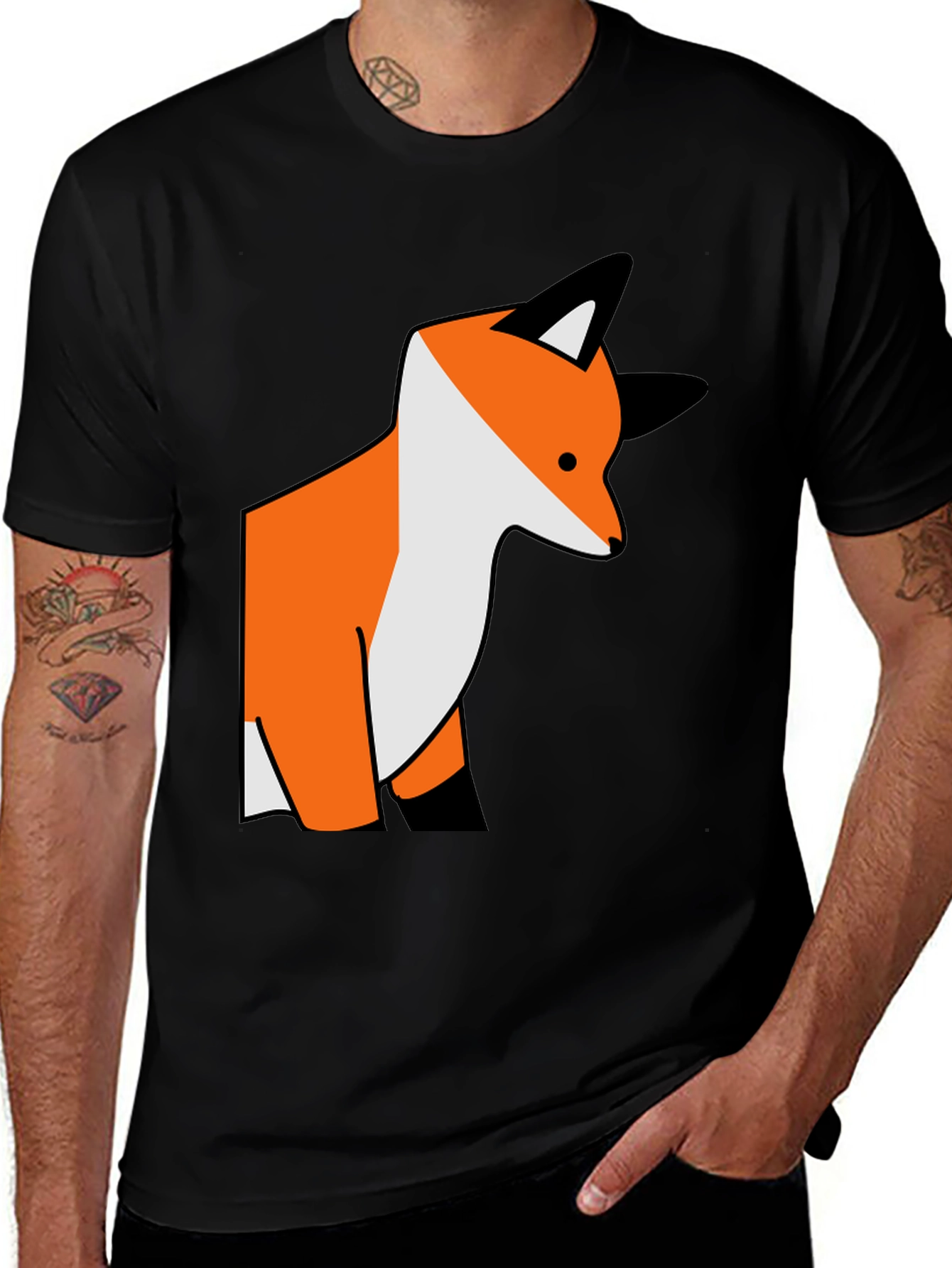 Fox Graphic Tee - Casual Black T-Shirt