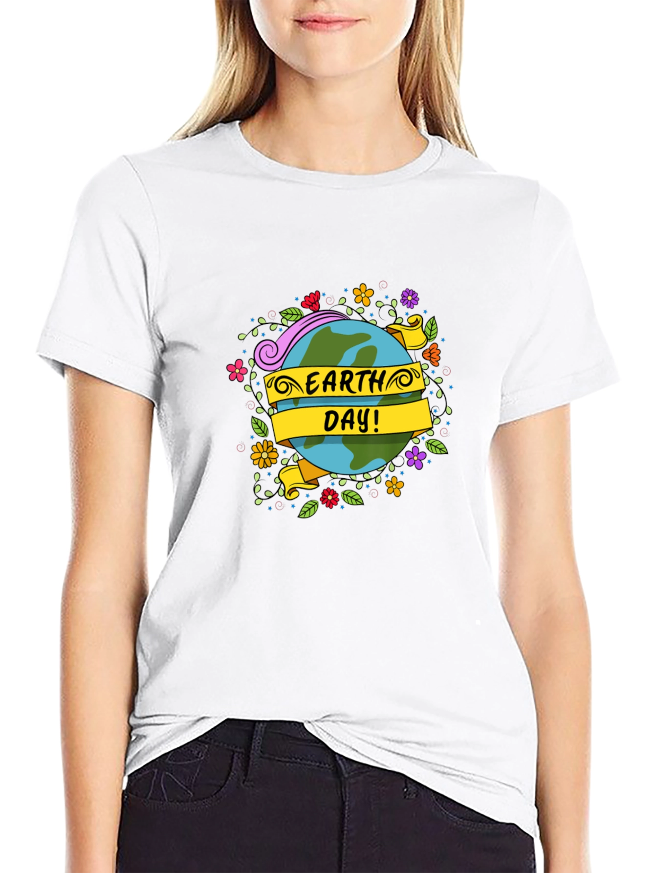 Earth Day T-Shirt - Floral Globe Design
