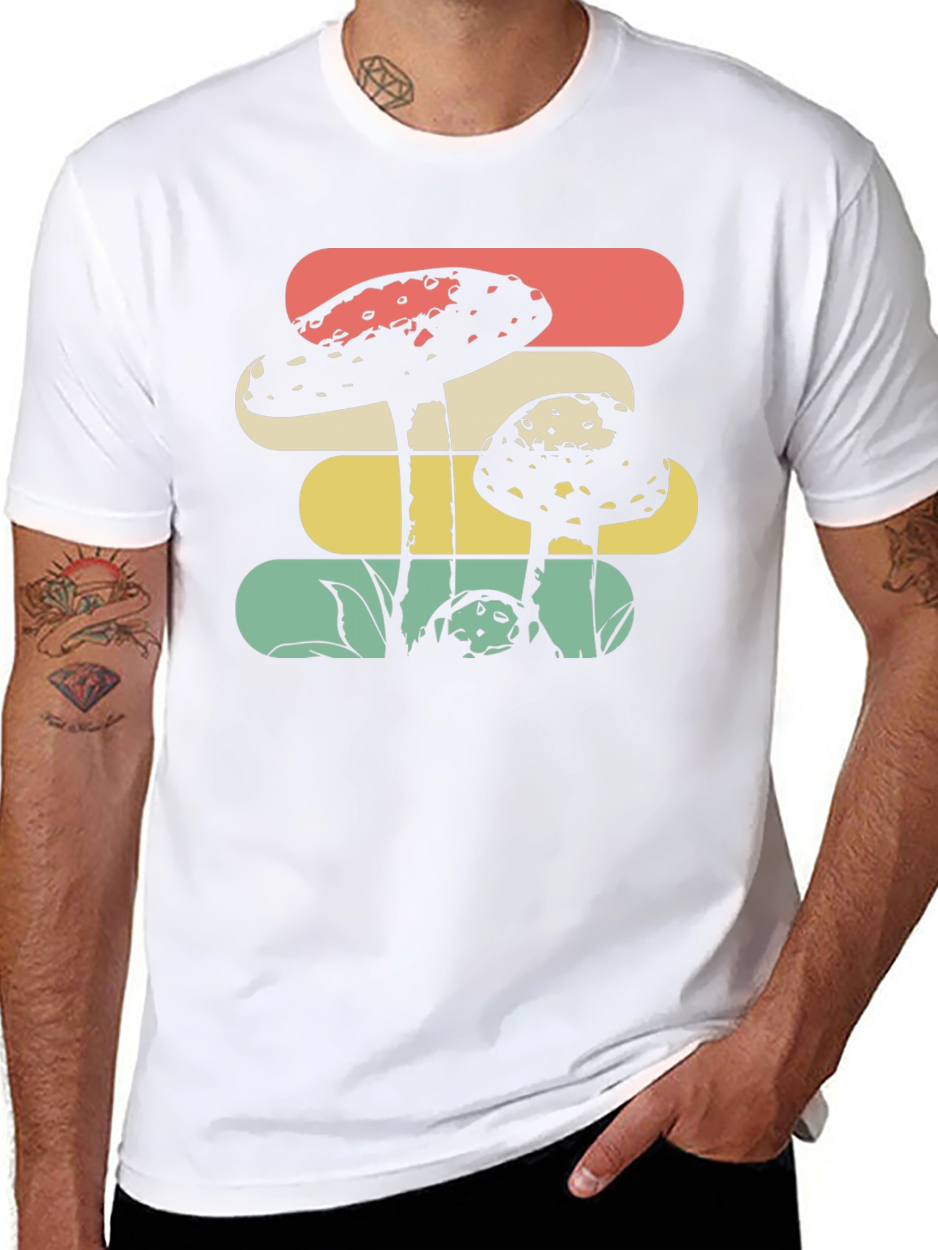 Retro Mushroom Graphic Tee - Black