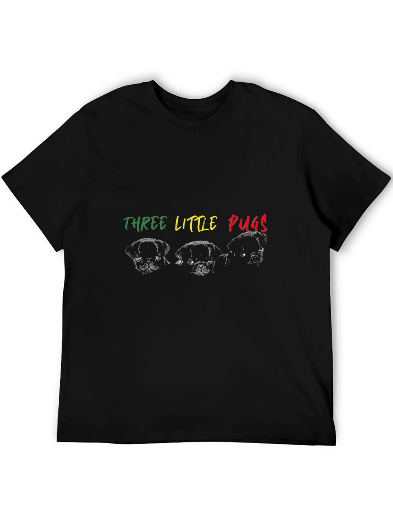 Three Little Pugs Graphic Tee - Black