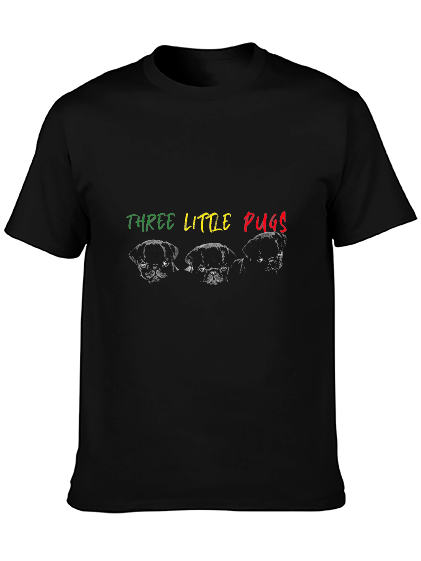 Three Little Pugs Graphic Tee - Black