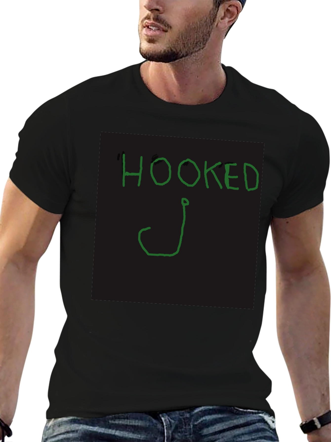 Hooked Fishing T-Shirt - Classic Black