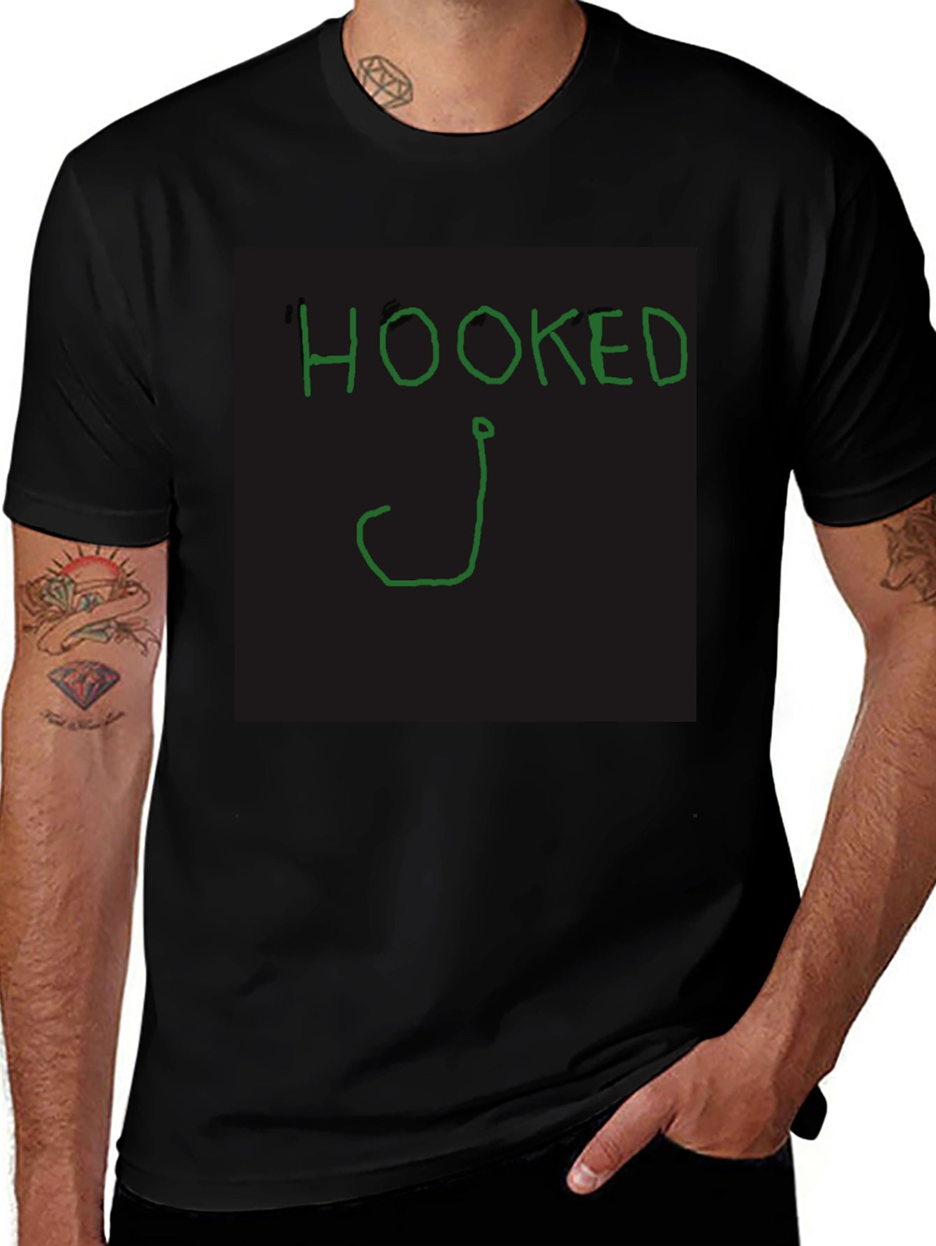 Hooked Fishing T-Shirt - Classic Black