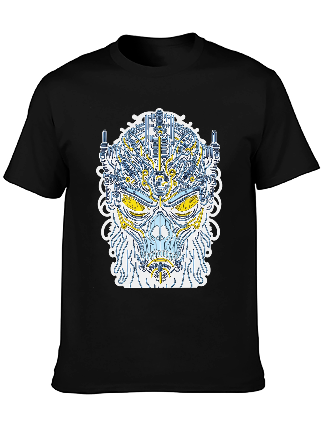 Cyberpunk Skull Graphic Tee - Unique Robot Design