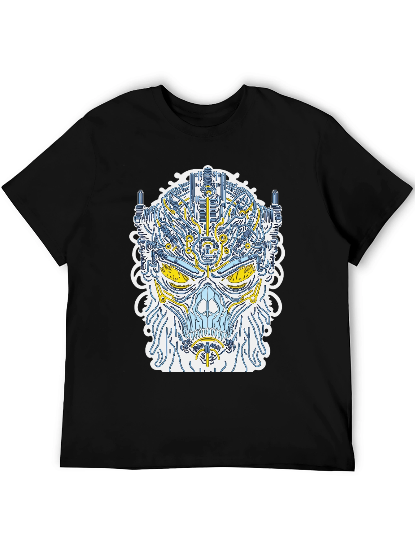 Cyberpunk Skull Graphic Tee - Unique Robot Design