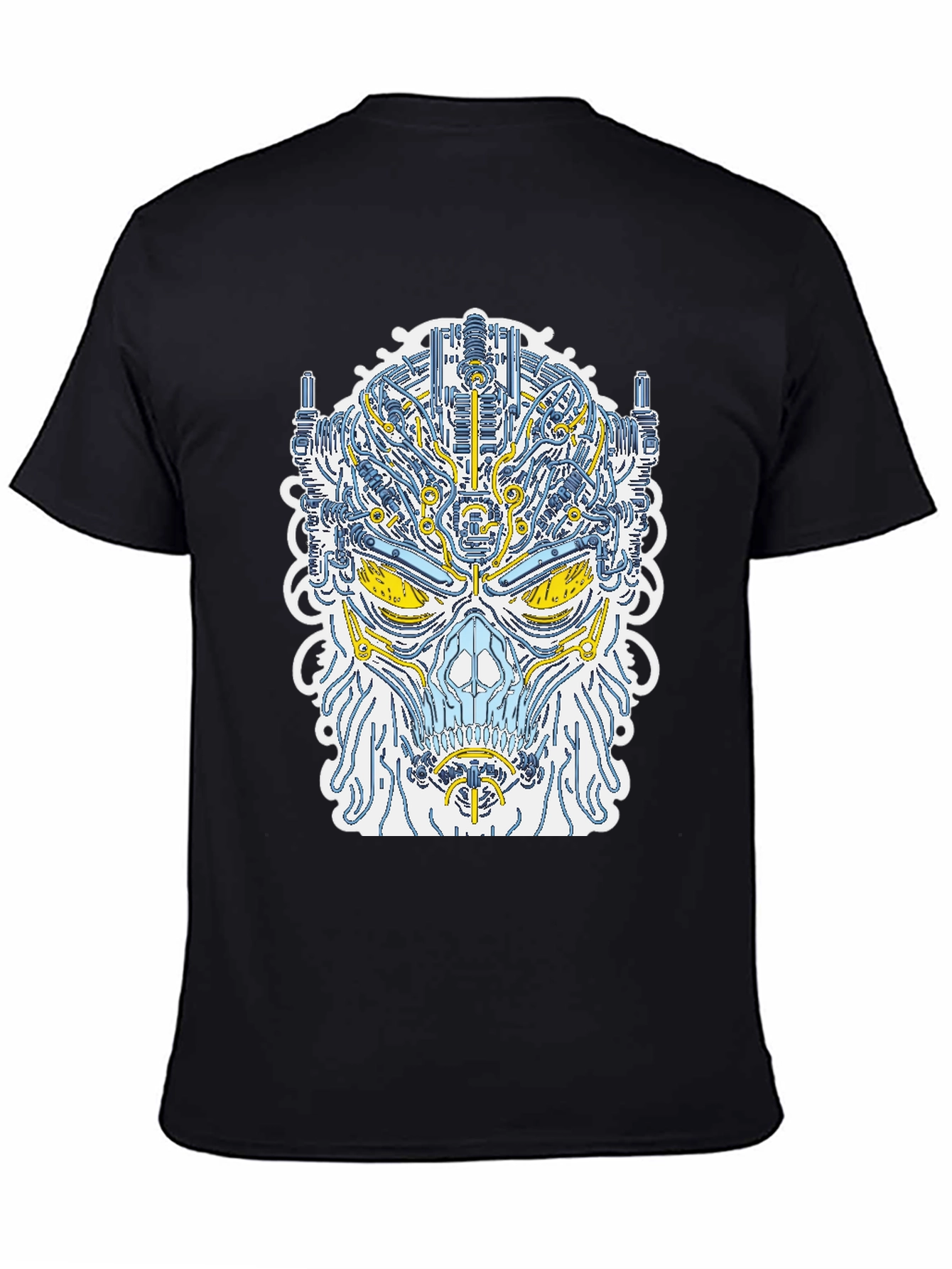 Cyberpunk Skull Graphic Tee - Unique Robot Design