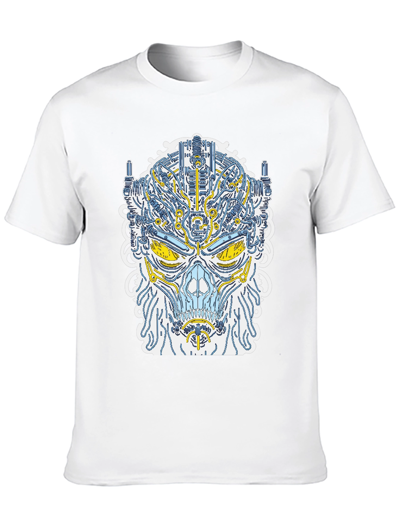 Cyberpunk Skull Graphic Tee - Unique Robot Design