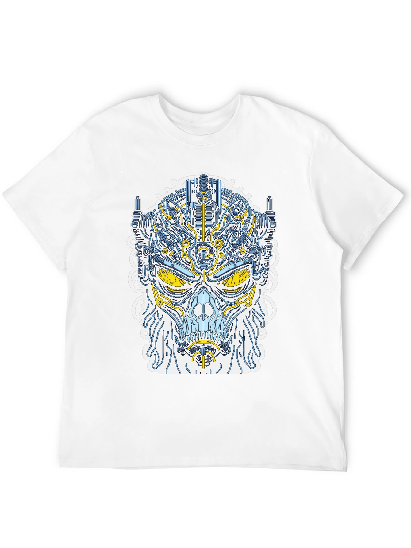 Cyberpunk Skull Graphic Tee - Unique Robot Design