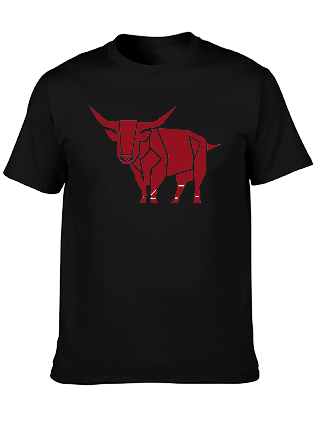 Geometric Bull Graphic Tee - Stylish Black Shirt