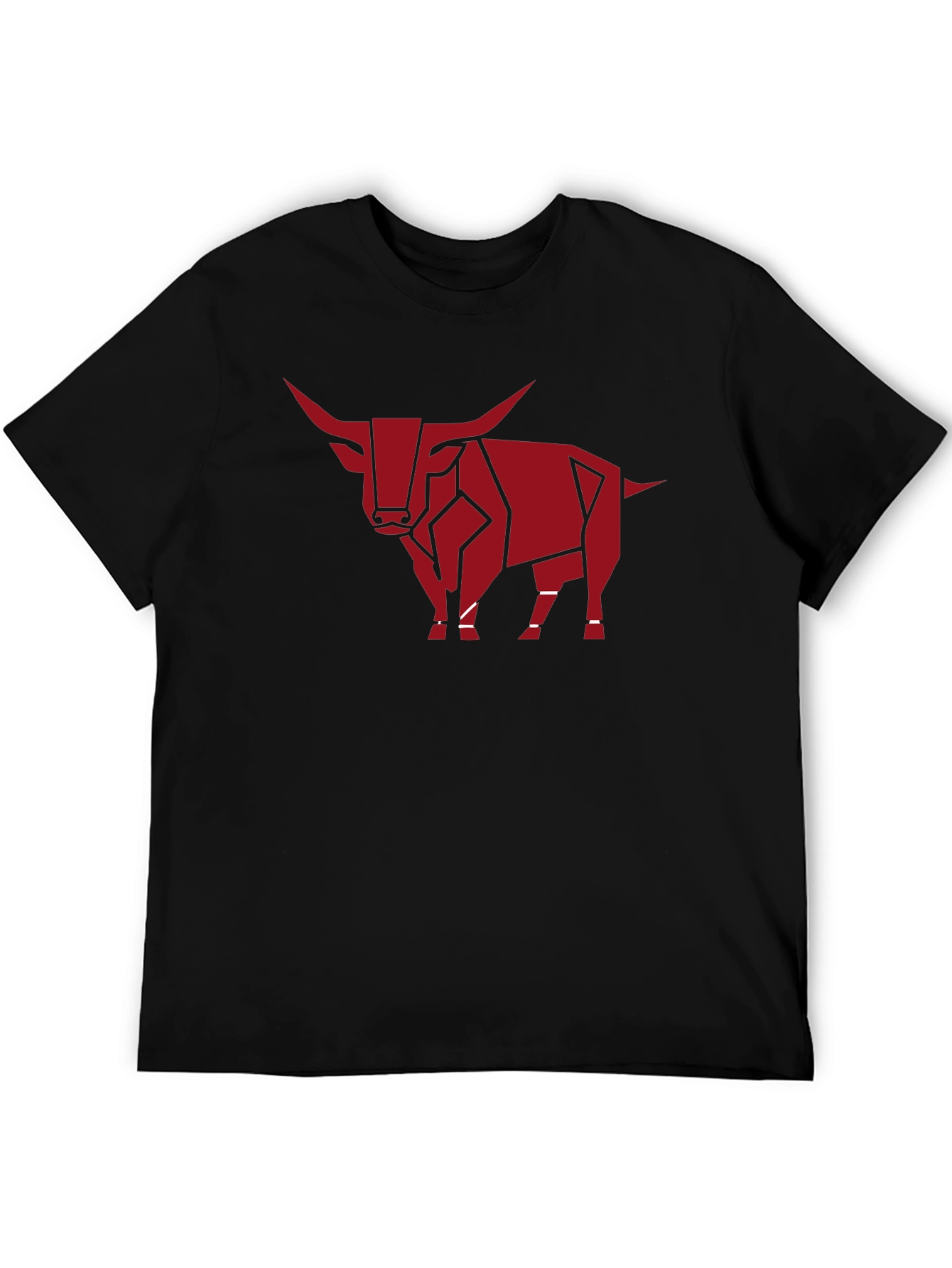 Geometric Bull Graphic Tee - Stylish Black Shirt