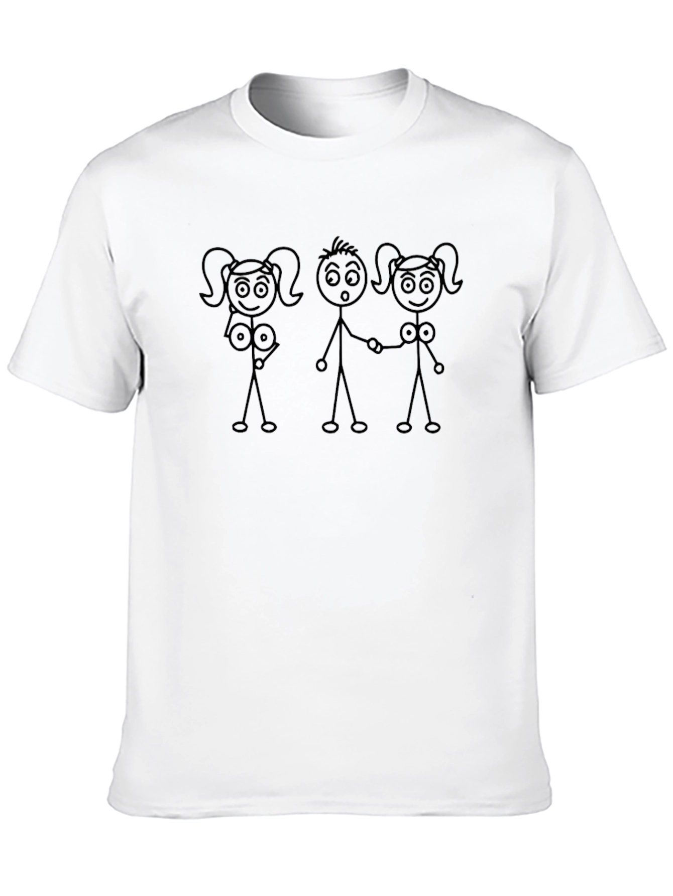 Funny Stick Figure Graphic Tee - Black