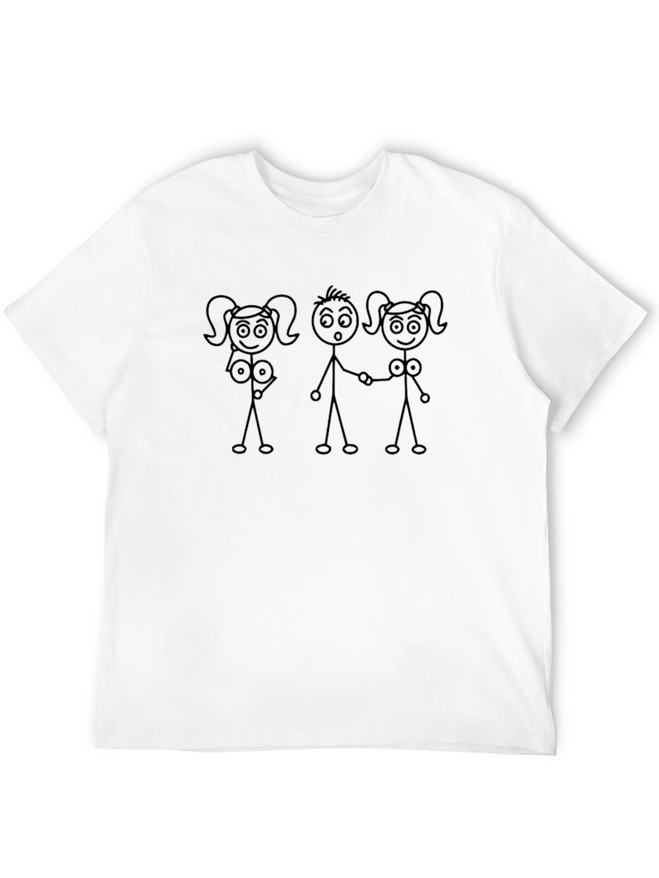 Funny Stick Figure Graphic Tee - Black
