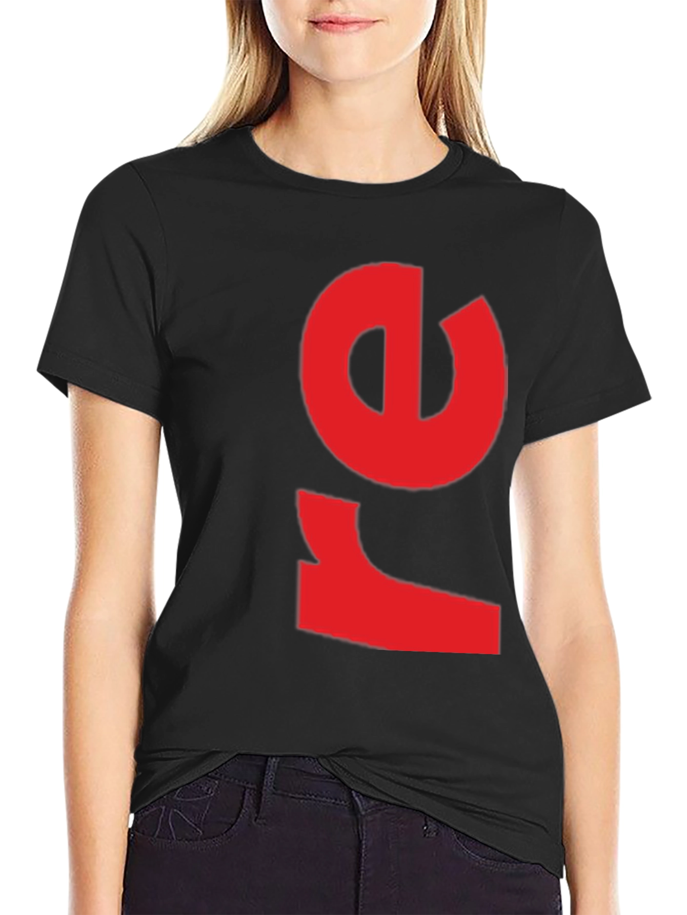 Bold Red Graphic Print Black T-Shirt