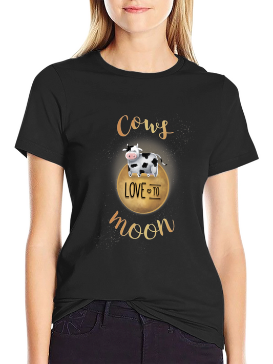 Cows Love To Moon Black T-Shirt
