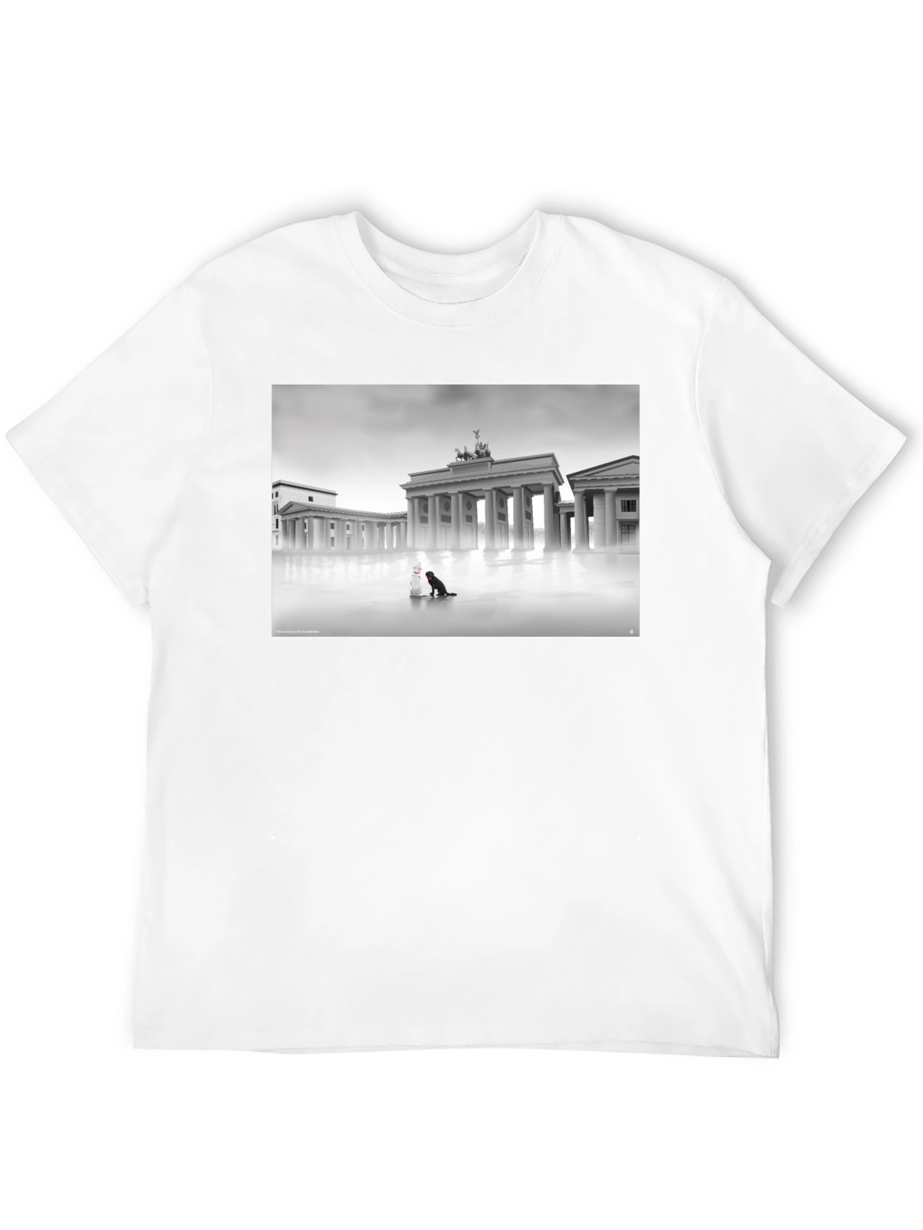 Black Tee with Brandenburg Gate Design