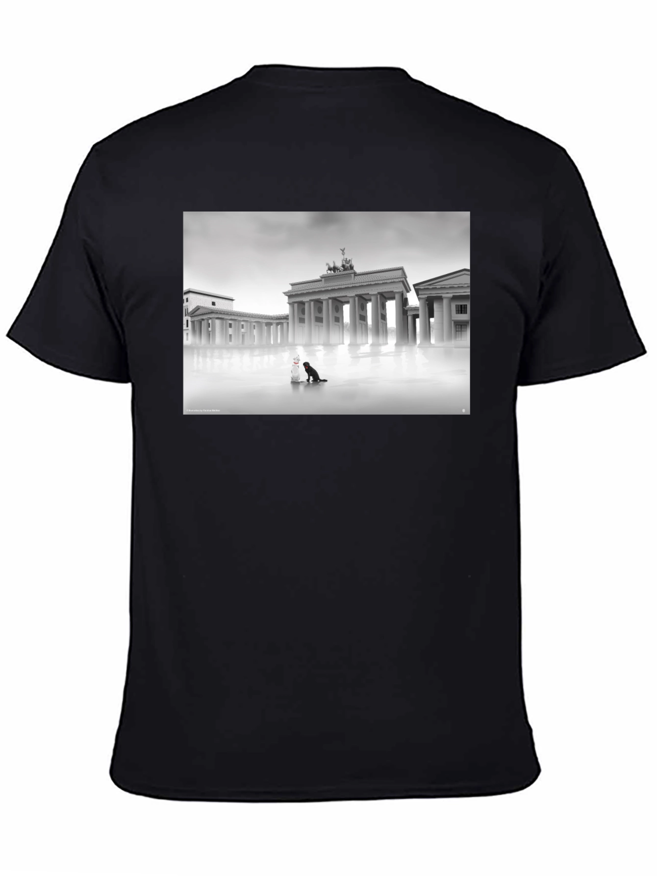 Black Tee with Brandenburg Gate Design