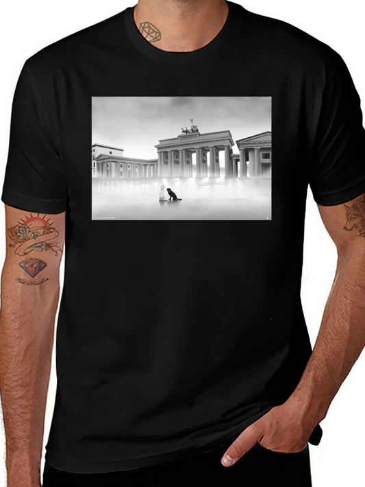 Black Tee with Brandenburg Gate Design