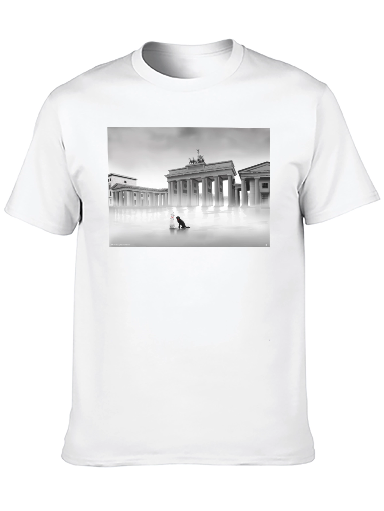 Black Tee with Brandenburg Gate Design