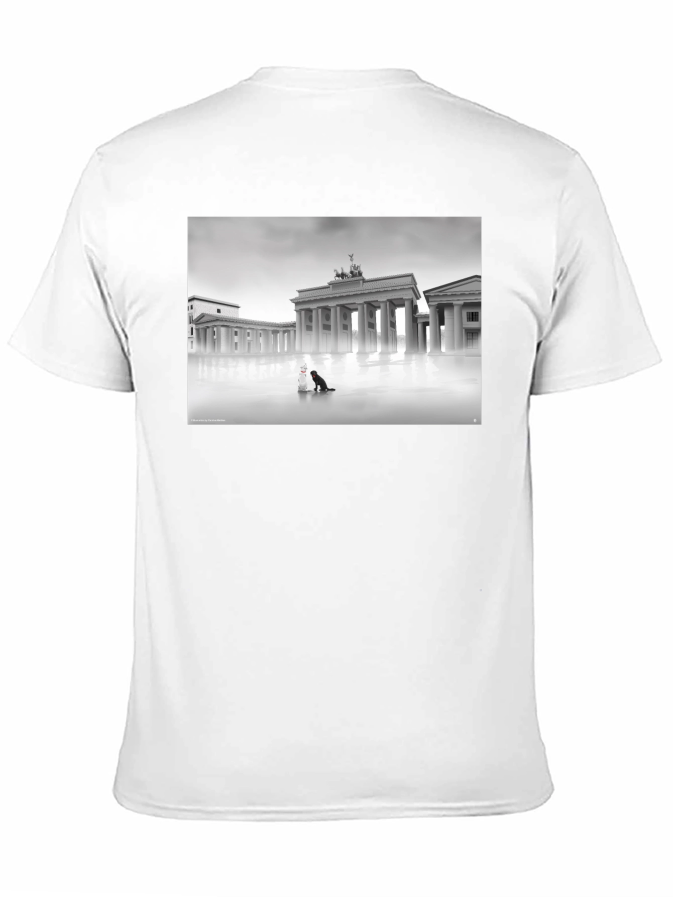 Black Tee with Brandenburg Gate Design