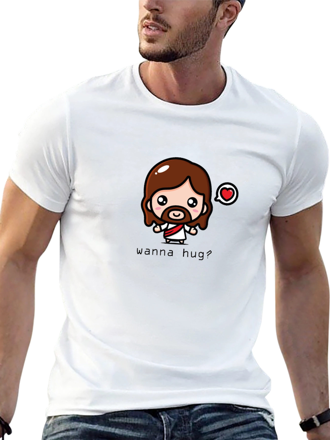 Wanna Hug? Black Graphic T-Shirt