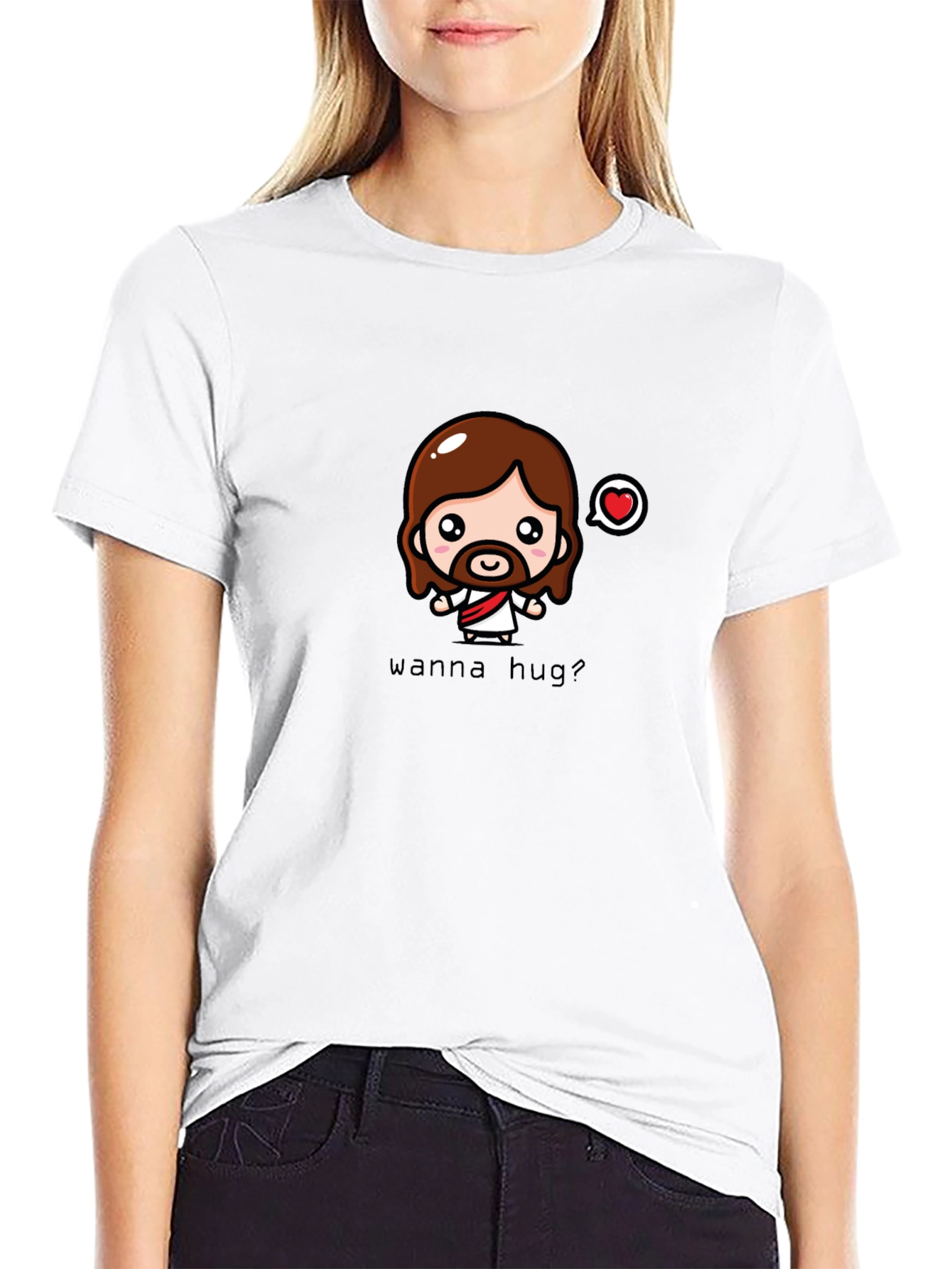 Wanna Hug? Black Graphic T-Shirt