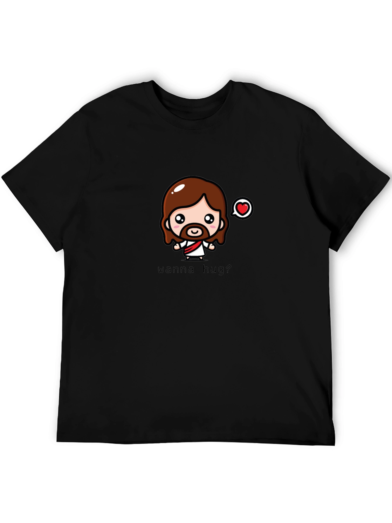 Wanna Hug? Black Graphic T-Shirt