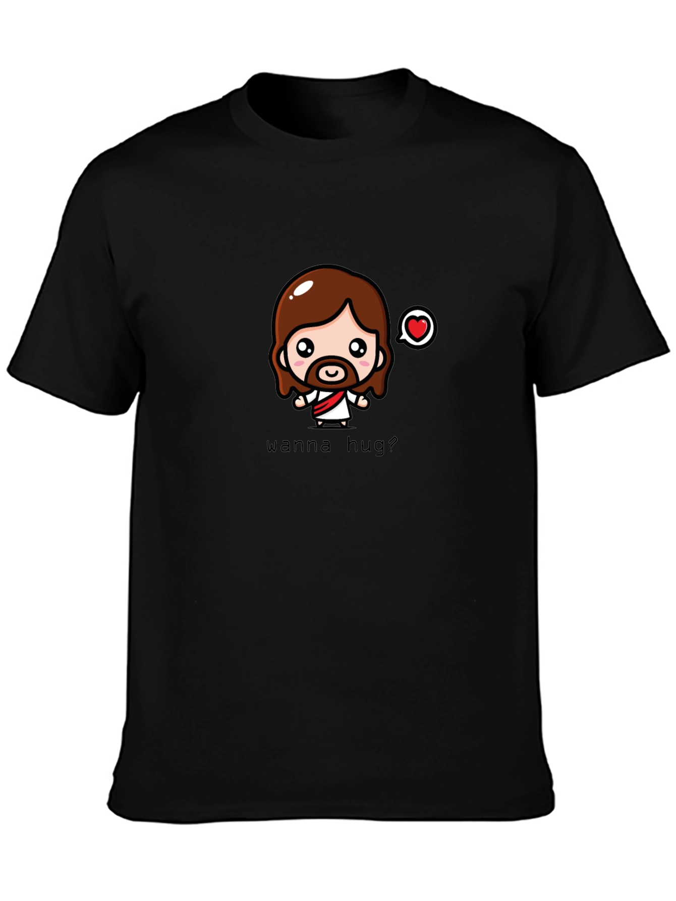 Wanna Hug? Black Graphic T-Shirt