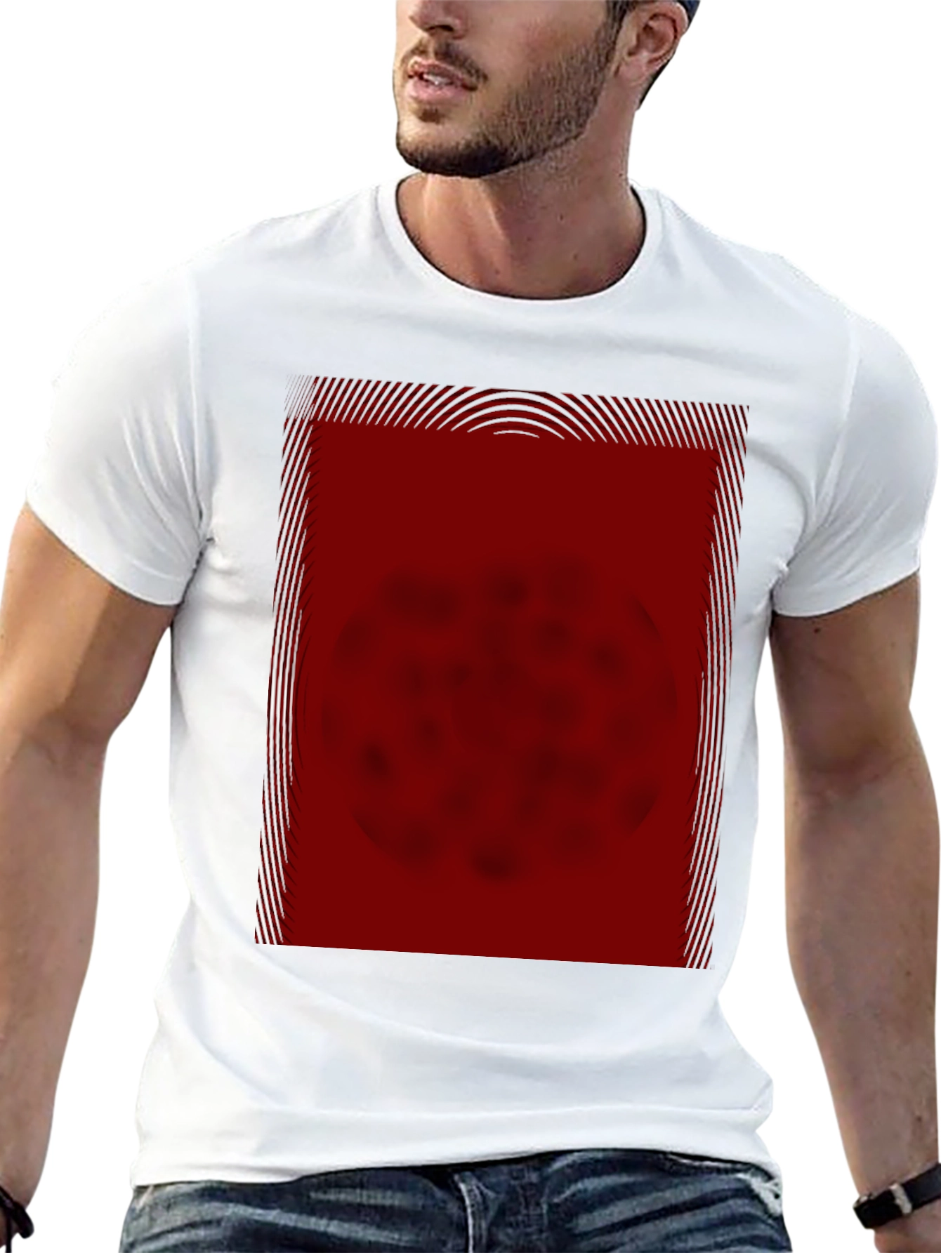Modern Red Graphic Print Black T-Shirt