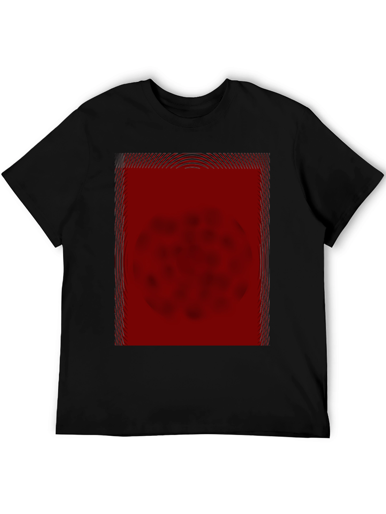 Modern Red Graphic Print Black T-Shirt