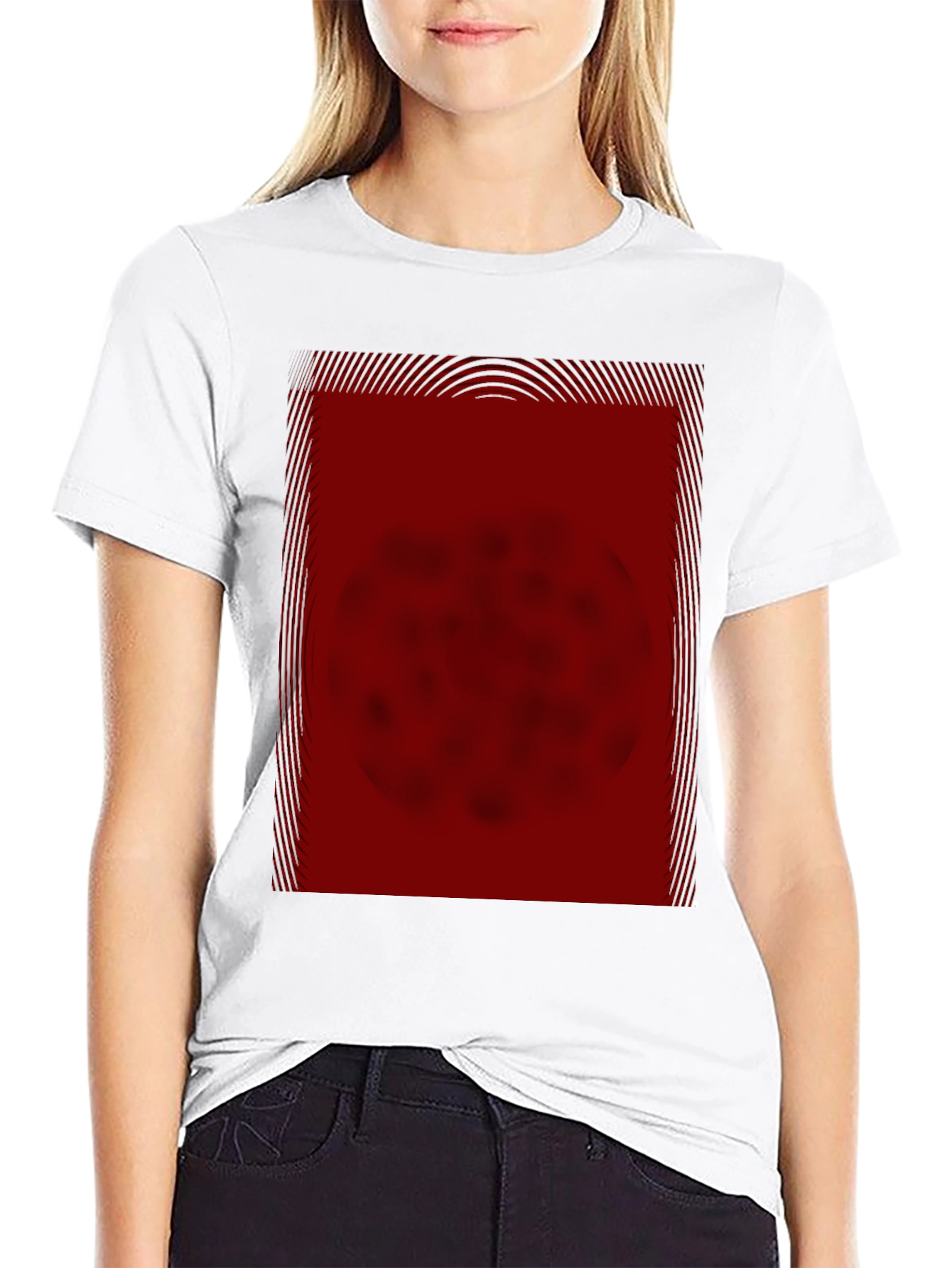 Modern Red Graphic Print Black T-Shirt