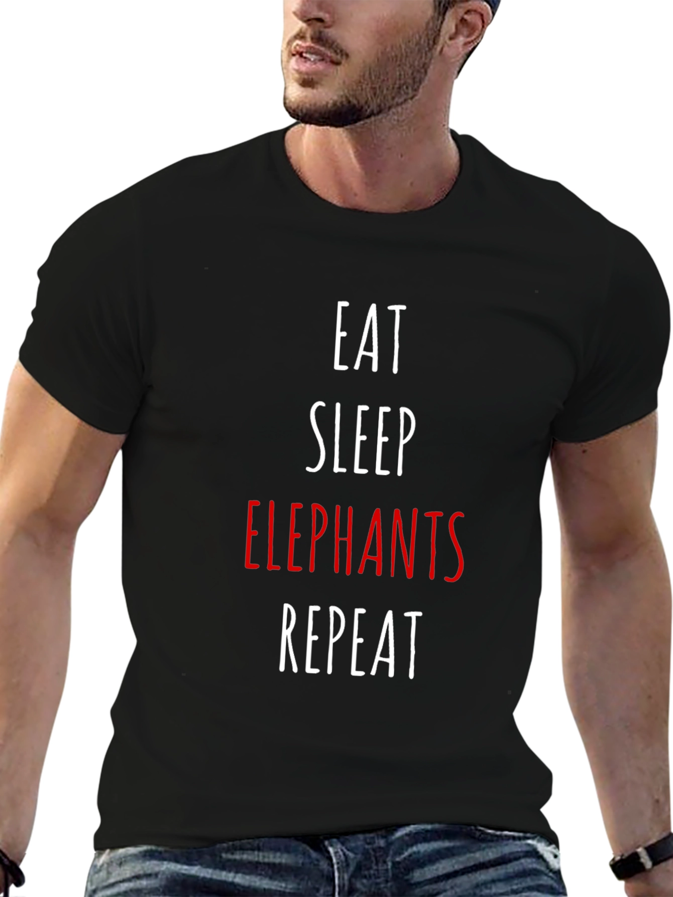Eat Sleep Elephants Repeat Black T-Shirt