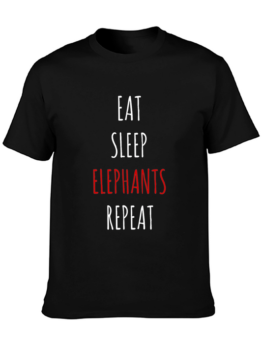 Eat Sleep Elephants Repeat Black T-Shirt