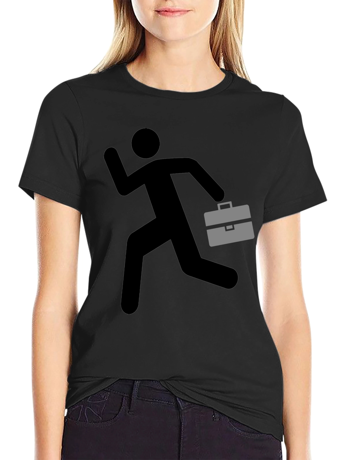 Running Man Briefcase Graphic Tee - Black