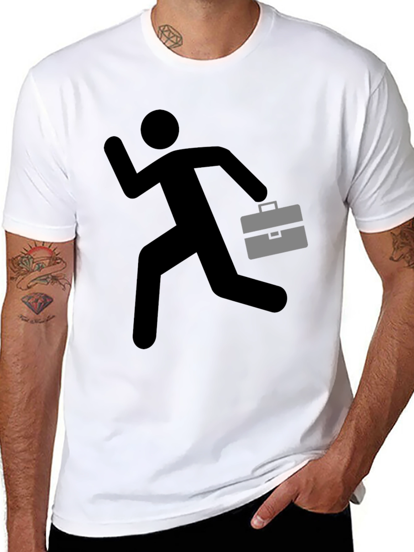 Running Man Briefcase Graphic Tee - Black