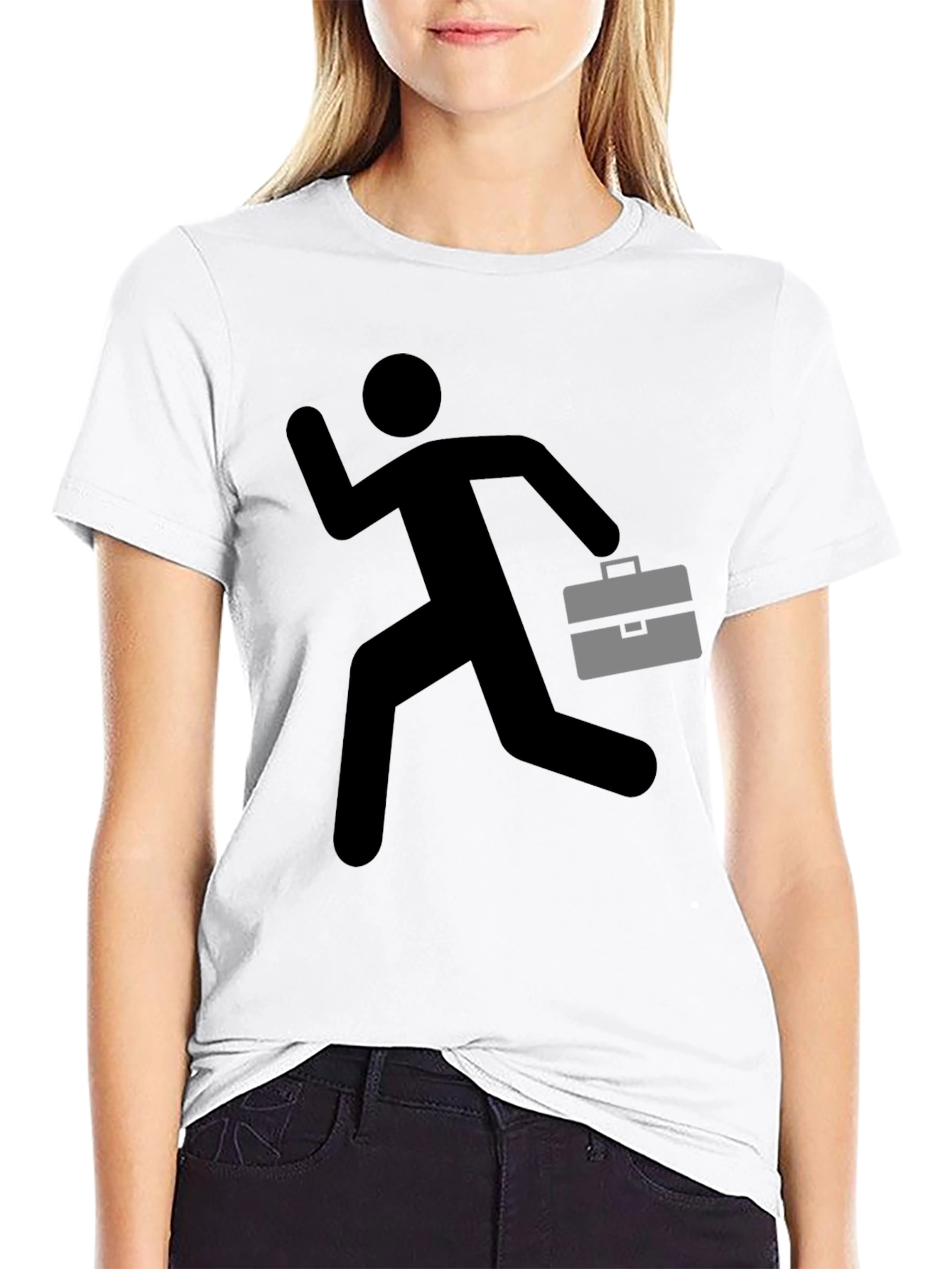Running Man Briefcase Graphic Tee - Black
