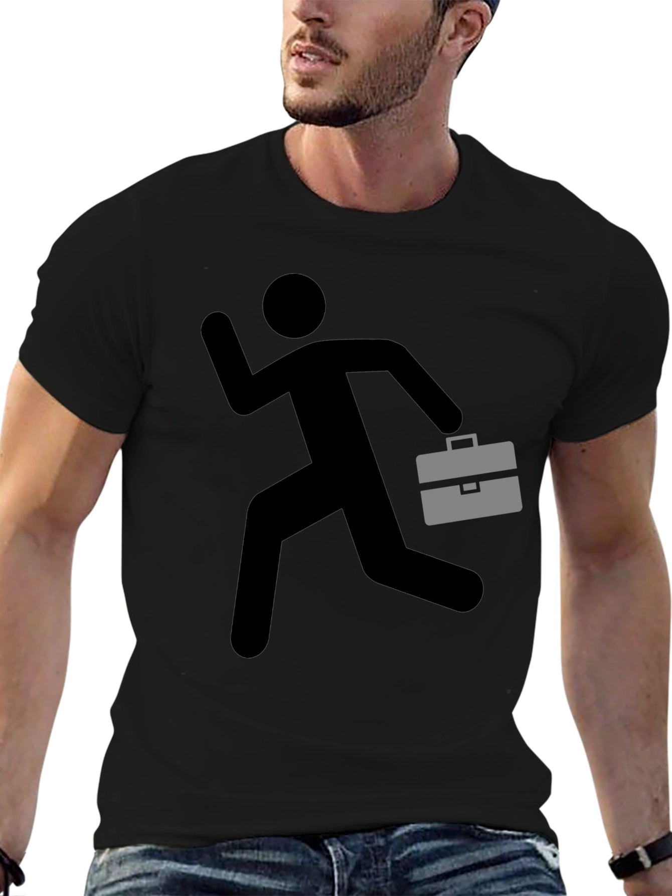 Running Man Briefcase Graphic Tee - Black