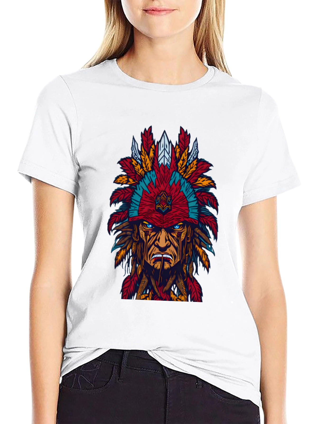 Native American Headdress Graphic Tee - Bold Design