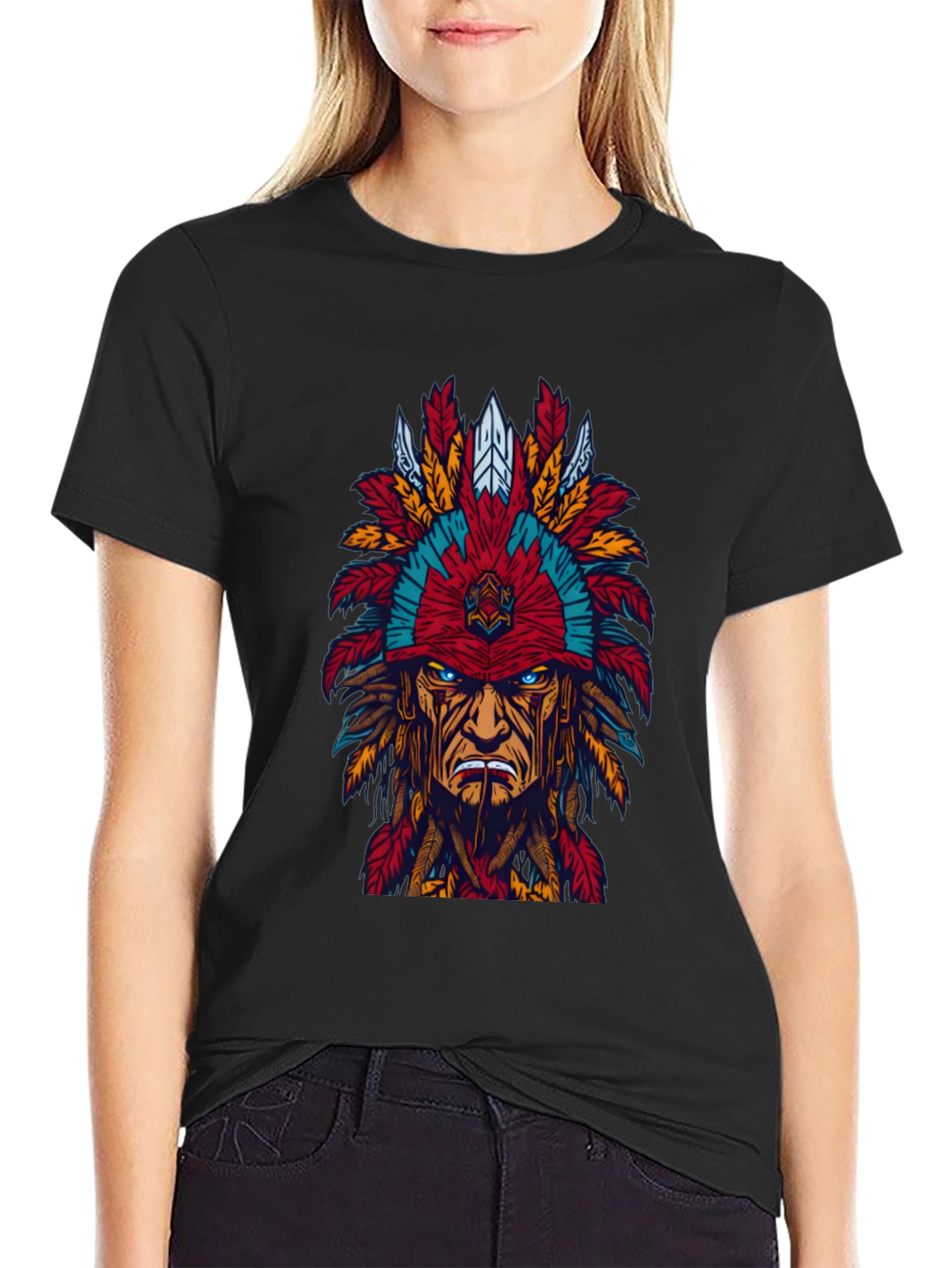 Native American Headdress Graphic Tee - Bold Design