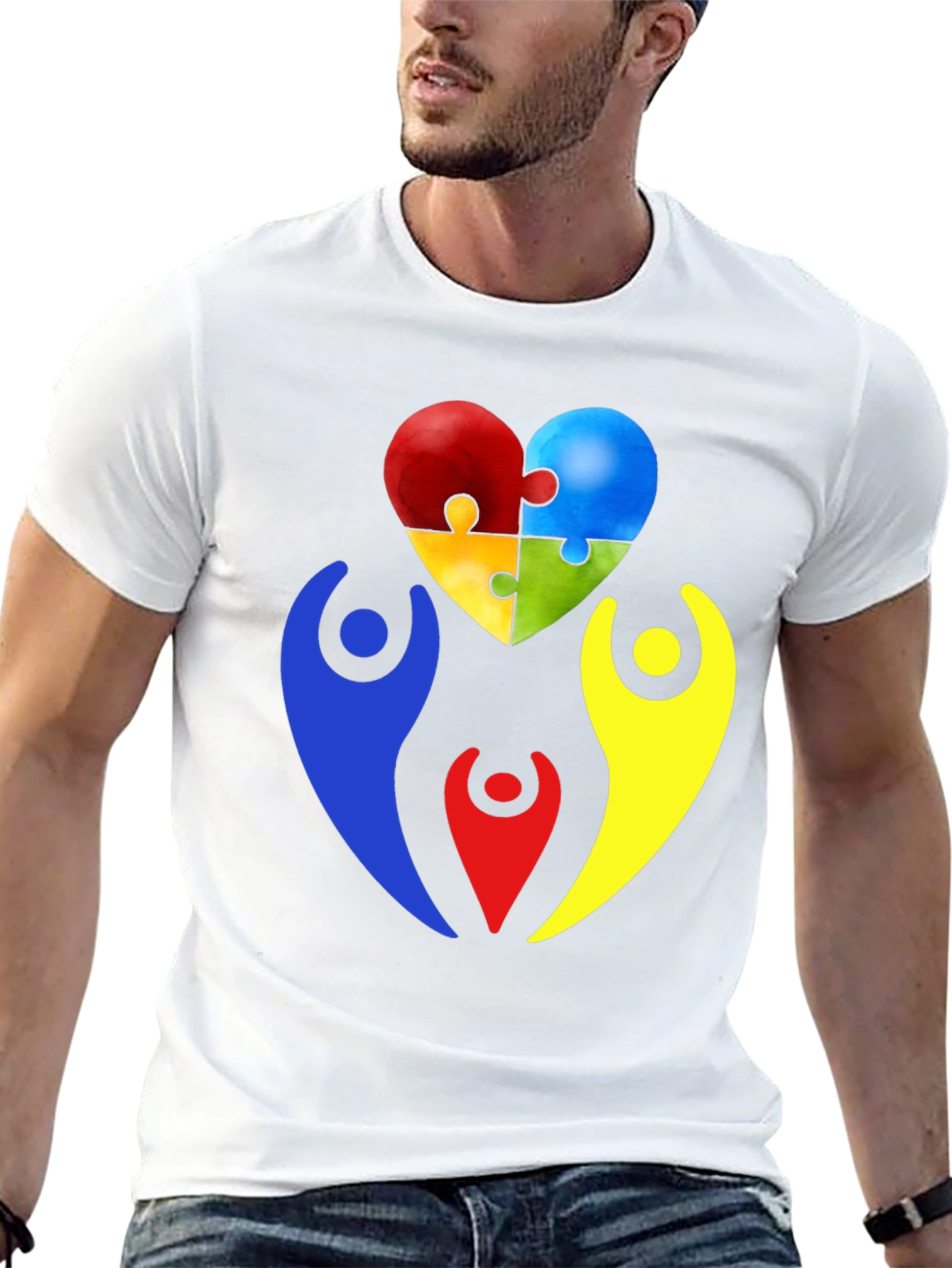 Autism Awareness Puzzle Heart Graphic T-Shirt